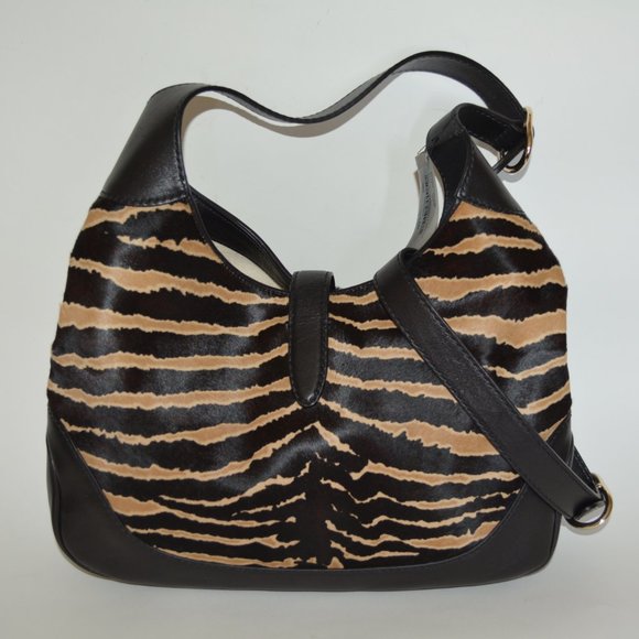 NWT GUCCI WOMENS PONY HAIR LEATHER JACKIE SHOULDER PURSE BAG MEDIUM - Picture 3 of 12